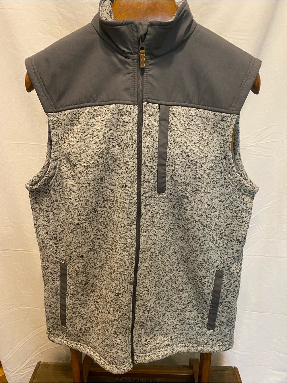George Gray Fleece Vest with Contrasting Dark Trim